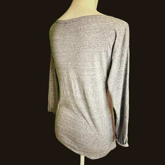 J. Crew Heathered Gray Crystal & Sequin Bejeweled 3/4 Sleeve Tee Shirt Size XS - Picture 6 of 11